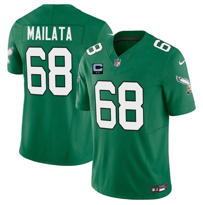 Kelly Green Philadelphia Eagles #68 Jordan Mailata 2025 F.U.S.E. With 2-Star C Patch Vapor Untouchable Limited Throwback Stitched Football Jerseyle Limited Throwback Stitched Football Jersey - PEL113