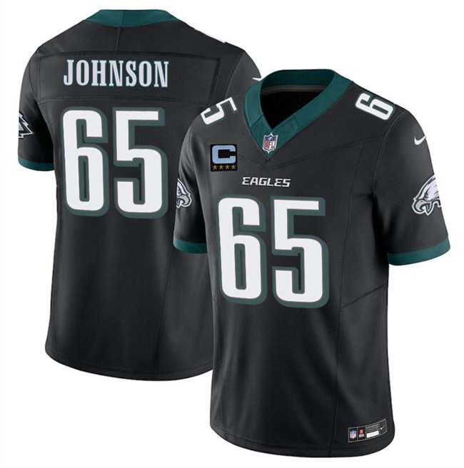 Black Philadelphia Eagles #65 Lane Johnson 2025 F.U.S.E. With 4-Star C Patch Vapor Untouchable Limited Throwback Stitched Football Jersey - PEL57