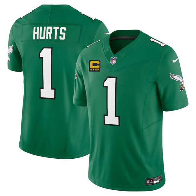 Kelly Green Philadelphia Eagles #1 Jalen Jurts 2025 F.U.S.E. With 4-Star C Patch Vapor Untouchable Limited Throwback Stitched Football Jersey - PEL09