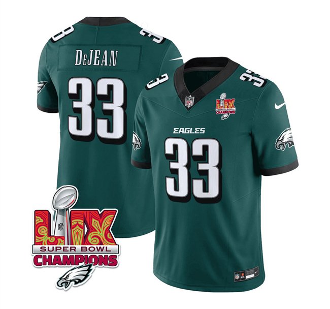 Green Philadelphia Eagles #33 Cooper DeJean 2025 Eagles Logo Super Bowl LIX Patch New F.U.S.E. Vapor Untouchable Limited Stitched Football Jersey - PEL35