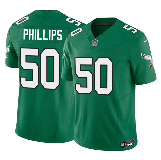 Green Philadelphia Eagles #50 Jaelan Phillips Kelly 2025 F.U.S.E. Vapor Untouchable Limited Throwback Stitched Football Jersey - PEL136