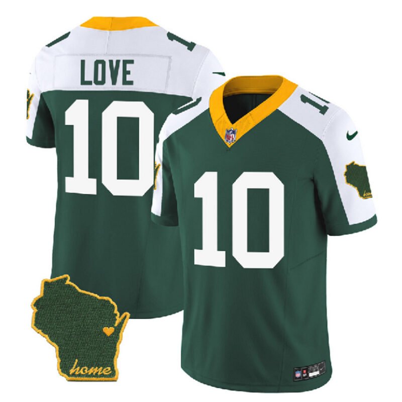 Green/White Green Bay Packers #10 Jordan Love 2023 F.U.S.E. Home Patch Vapor Untouchable Limited Stitched Jersey - GBJ402