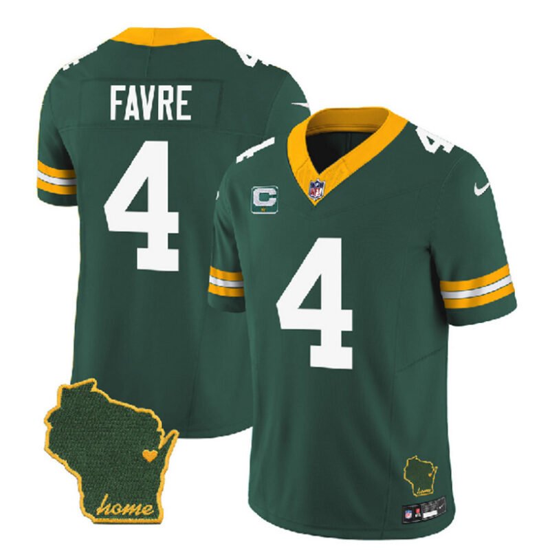 Green Green Bay Packers #4 Brett Favre 2023 F.U.S.E. Home Patch And 1-Star C Patch Vapor Untouchable Limited Stitched Jersey - GBJ360