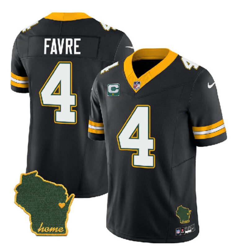 Black Green Bay Packers #4 Brett Favre 2023 F.U.S.E. Home Patch And 1-Star C Patch Vapor Untouchable Limited Stitched Jersey - GBJ46