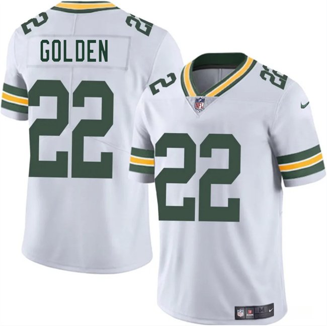 White Green Bay Packers #22 Matthew Golden 2025 Draft Vapor Untouchable Limited Stitched Football Jersey - GBJ270