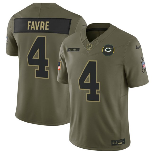 Olive Green Bay Packers #4 Brett Favre 2025 F.U.S.E. Salute to Service Limited Stitched Football Jersey - GBJ219