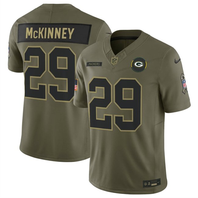 Olive Green Bay Packers #29 Xavier McKinney 2025 F.U.S.E. Salute to Service Limited Stitched Football Jersey - GBJ278