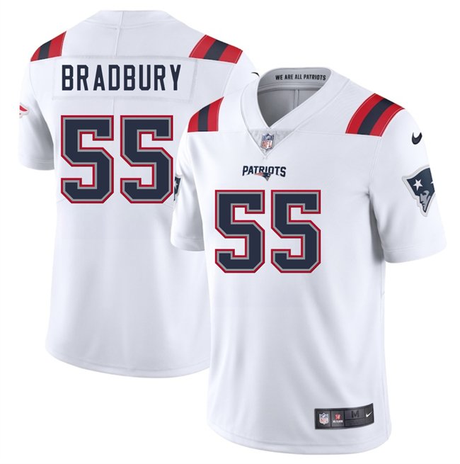 White New England Patriots #55 Garrett Bradbury 2025 Vapor Limited Stitched Football Jersey - NEP44