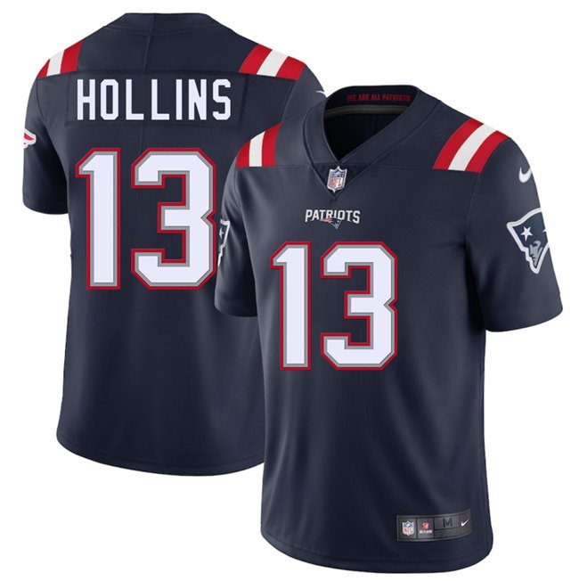 Navy New England Patriots #13 Mack Hollins 2025 Vapor Limited Stitched Football Jersey - NEP30