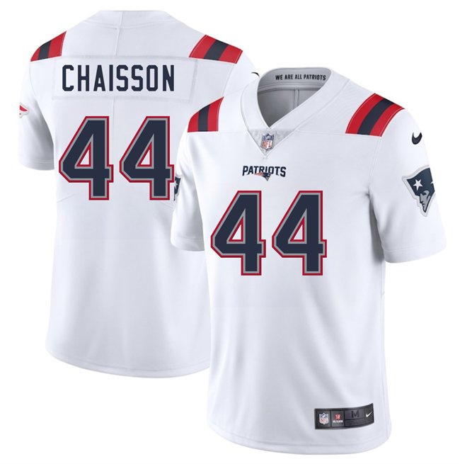 White New England Patriots #44 K'Lavon Chaisson 2025 Vapor Limited Stitched Football Jersey - NEP41
