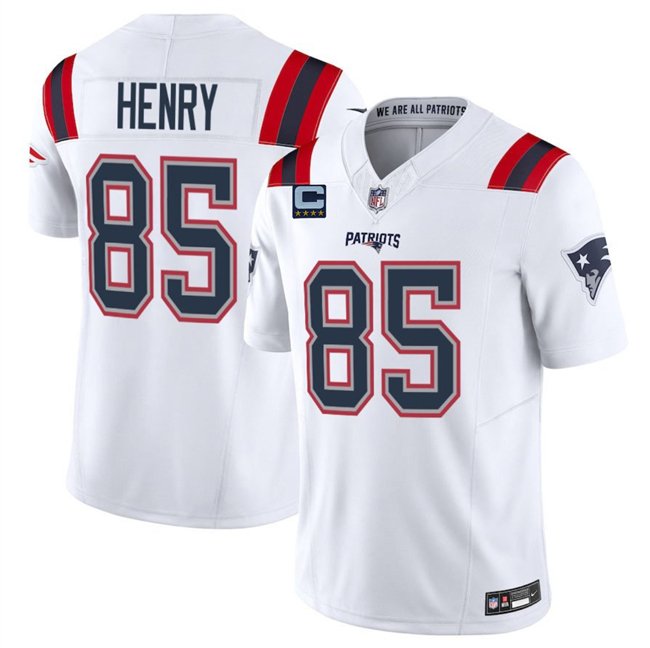 White New England Patriots #85 Hunter Henry 2025 F.U.S.E. With 4-Star C Patch Vapor Limited Stitched Football Jersey - NEP12
