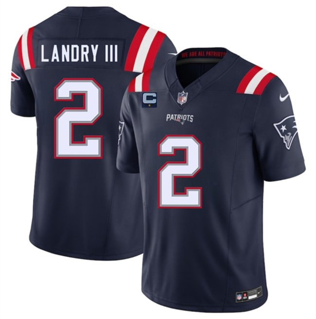 Navy New England Patriots #2 Harold Landry III 2025 F.U.S.E. With 1-Star C Patch Vapor Limited Stitched Football Jersey - NEP31