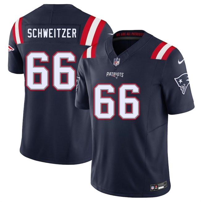 Navy New England Patriots #66 Wes Schweitzer 2025 F.U.S.E. Vapor Limited Stitched Football Jersey - NEP09