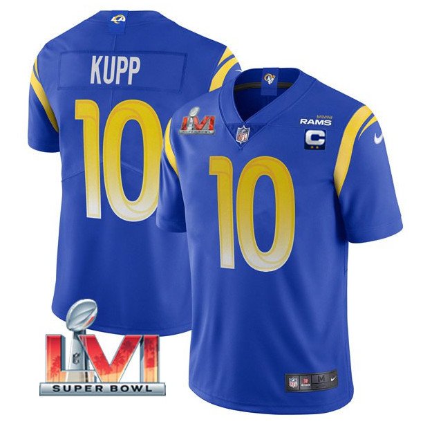 Royal Los Angeles Rams #9 Matthew Stafford 2022 With C Patch Super Bowl LVI Vapor Limited Jersey - LAR55