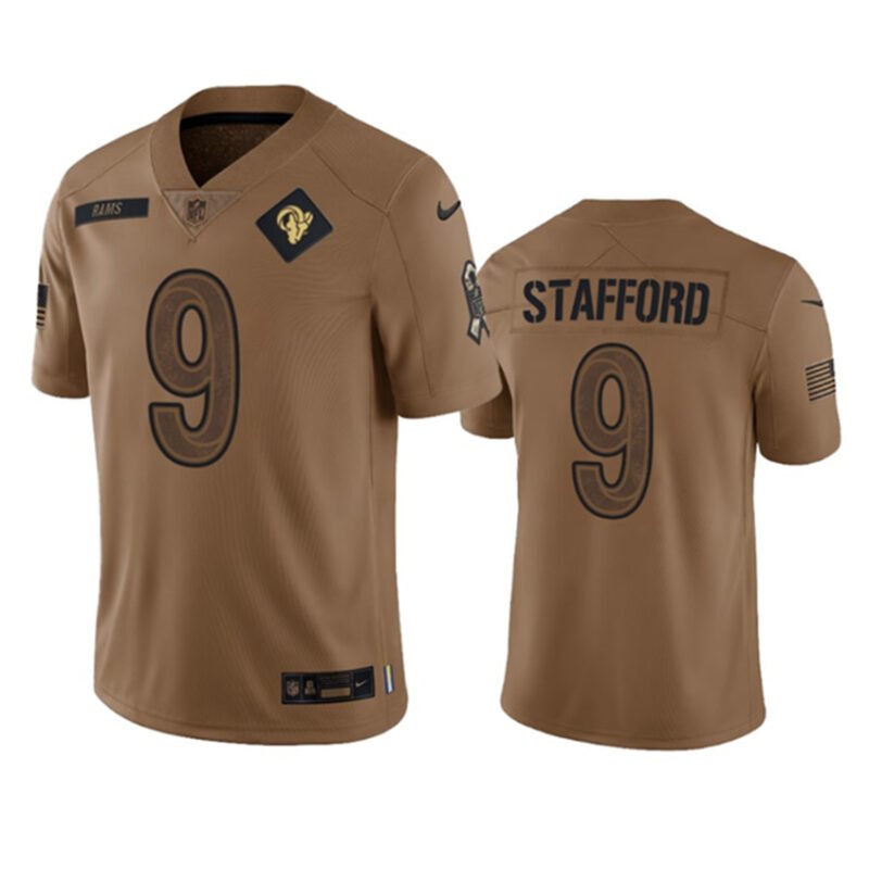Brown Los Angeles Rams #9 Matthew Stafford 2023 Salute To Service Limited Stitched Football Jersey - LAR359