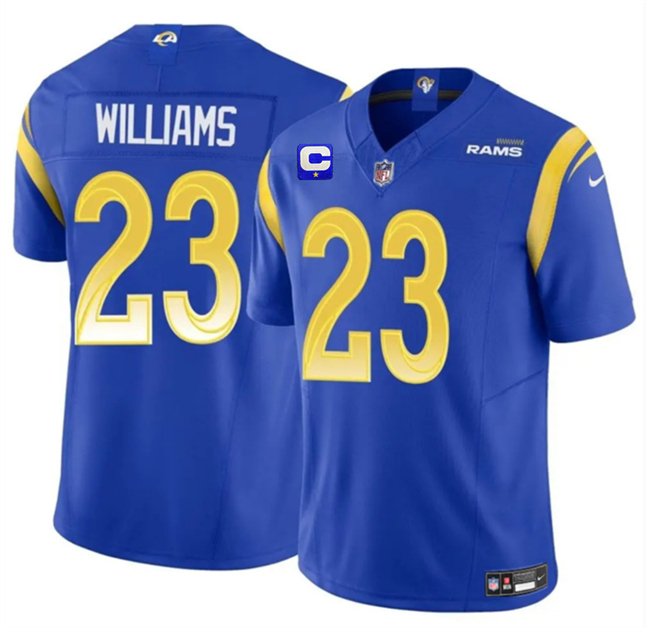 Blue Los Angeles Rams #23 Kyren Williams 2025 F.U.S.E. With 1-Star C Patch Vapor Untouchable Stitched Football Jersey - LAR573