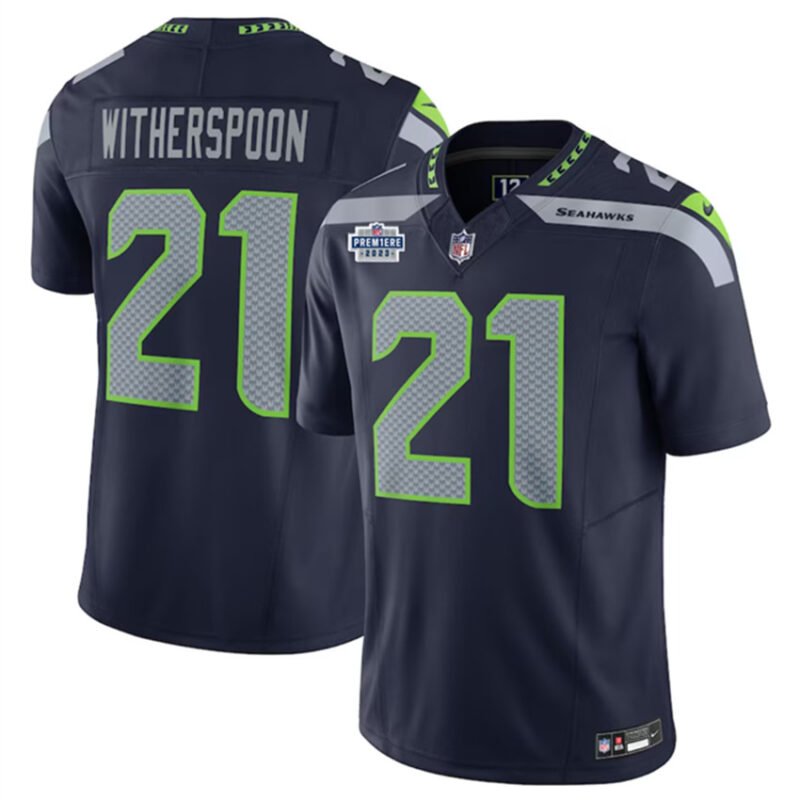 Navy Seattle Seahawks #21 Devon Witherspoon 2023 F.U.S.E. With Prem1ere Patch 90th Anniversary Vapor Untouchable Limited Stitched Football Jersey