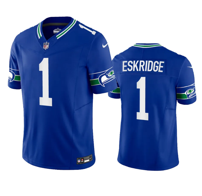 Royal Seattle Seahawks #1 Dee Eskridge 2023 F.U.S.E. Vapor Limited Throwback Stitched Jersey