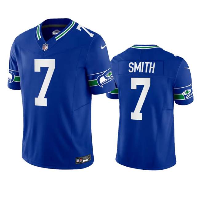 Royal Seattle Seahawks #7 Geno Smith 2023 F.U.S.E. Vapor Limited Throwback Stitched Jersey