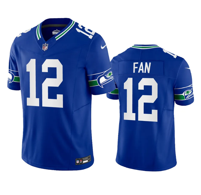 Royal Seattle Seahawks 12th Fan 2023 F.U.S.E. Vapor Limited Throwback Stitched Jersey