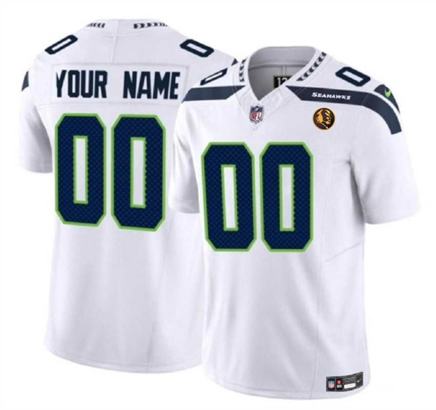 White Seattle Seahawks Active Player Custom 2023 F.U.S.E. With John Madden Patch Vapor Limited Stitched Football Jersey