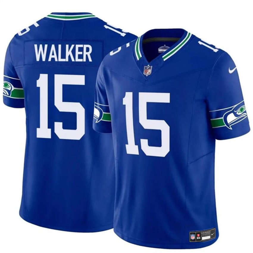 Royal Seattle Seahawks #15 P.J. Walker 2024 F.U.S.E Throwback Vapor Limited Stitched Football Jersey