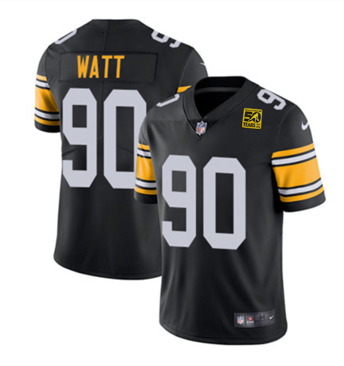 Black Pittsburgh Steelers #90 T.J. Watt 2023 50th Anniversary Vapor Untouchable Limited Jersey - PSJ24