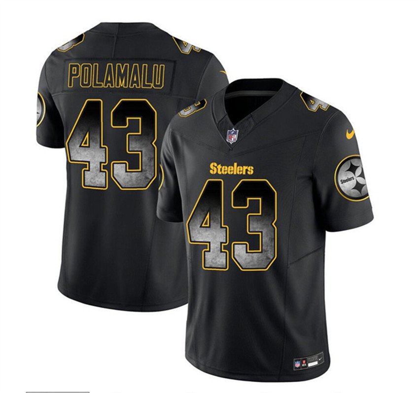 Black Pittsburgh Steelers #43 Troy Polamalu 2023 F.U.S.E. Smoke Vapor Untouchable Limited Stitched Football Jersey - PSJ208