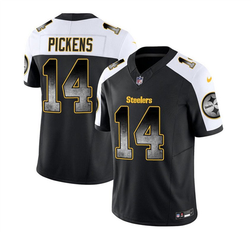 Black/White Pittsburgh Steelers #14 George Pickens 2023 F.U.S.E. Smoke Vapor Untouchable Limited Stitched Jersey - PSJ370