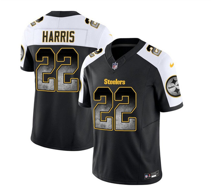 Black/White Pittsburgh Steelers #22 Najee Harris 2023 F.U.S.E. Smoke Vapor Untouchable Limited Stitched Jersey - PSJ575