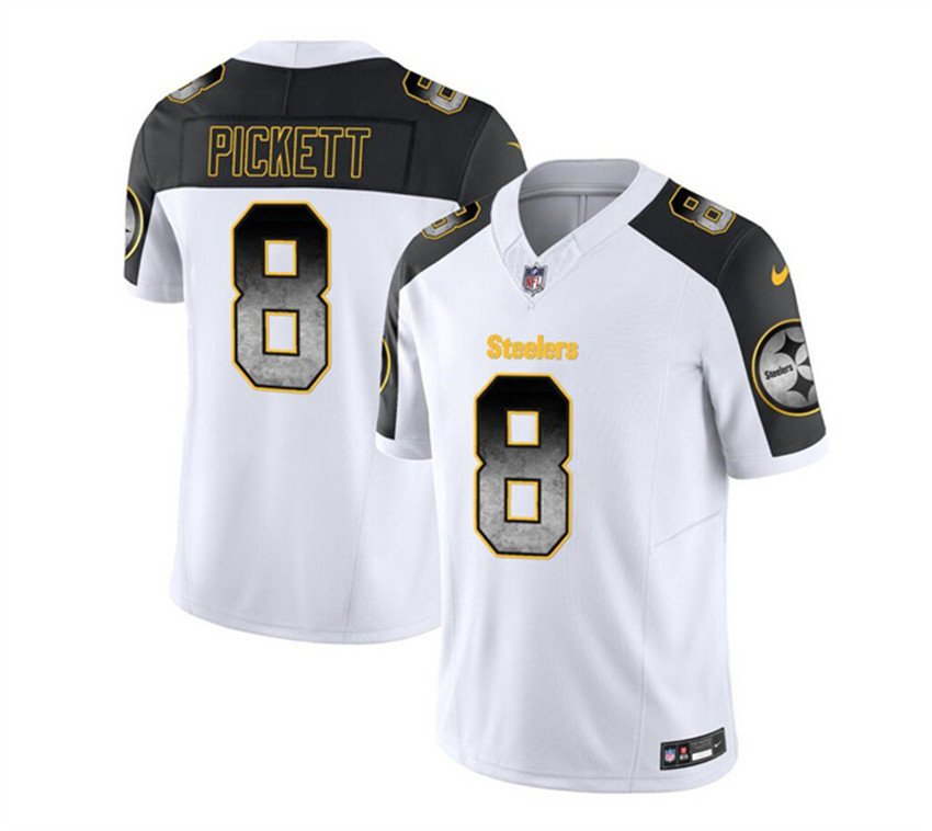 White/Black Pittsburgh Steelers #8 Kenny Pickett 2023 F.U.S.E. Smoke Vapor Untouchable Limited Stitched Jersey - PSJ22
