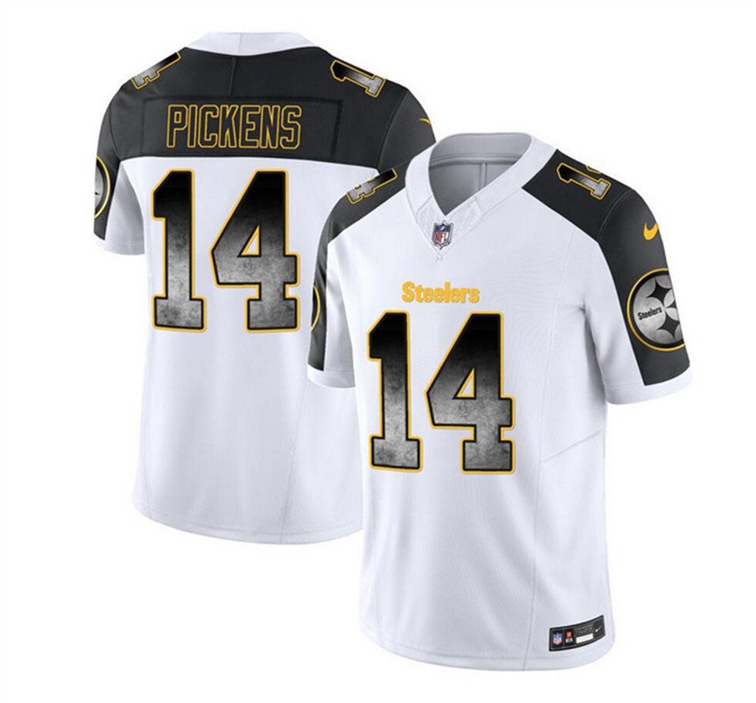 White/Black Pittsburgh Steelers #14 George Pickens 2023 F.U.S.E. Smoke Vapor Untouchable Limited Stitched Jersey - PSJ39