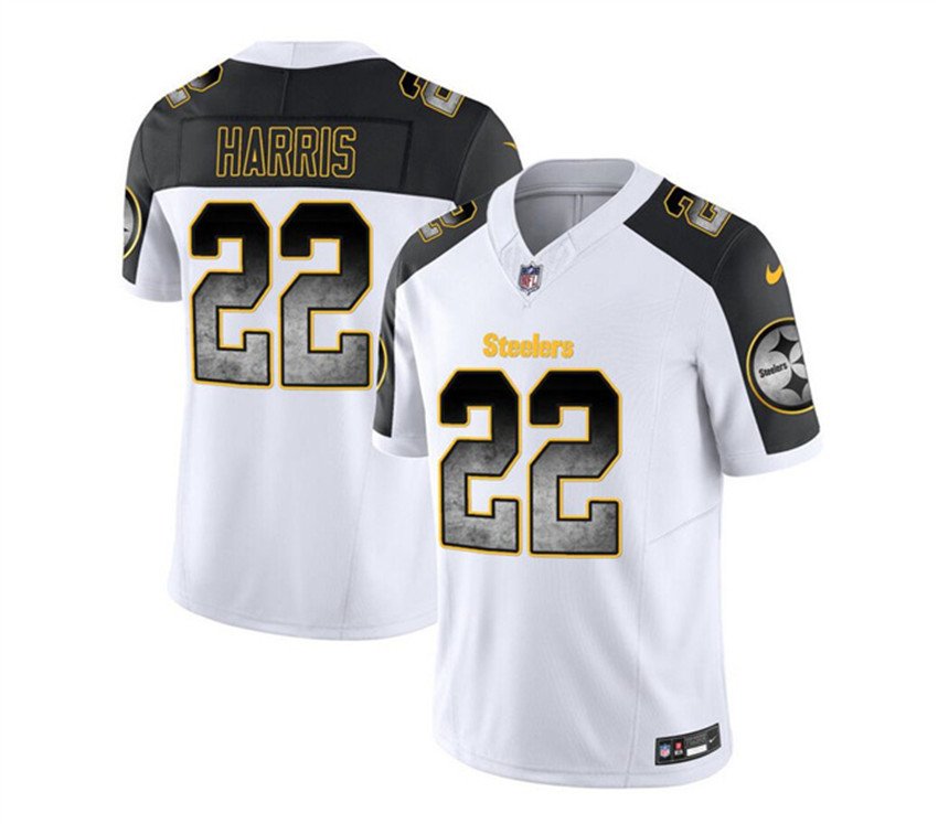 White/Black Pittsburgh Steelers #22 Najee Harris 2023 F.U.S.E. Smoke Vapor Untouchable Limited Stitched Jersey - PSJ775
