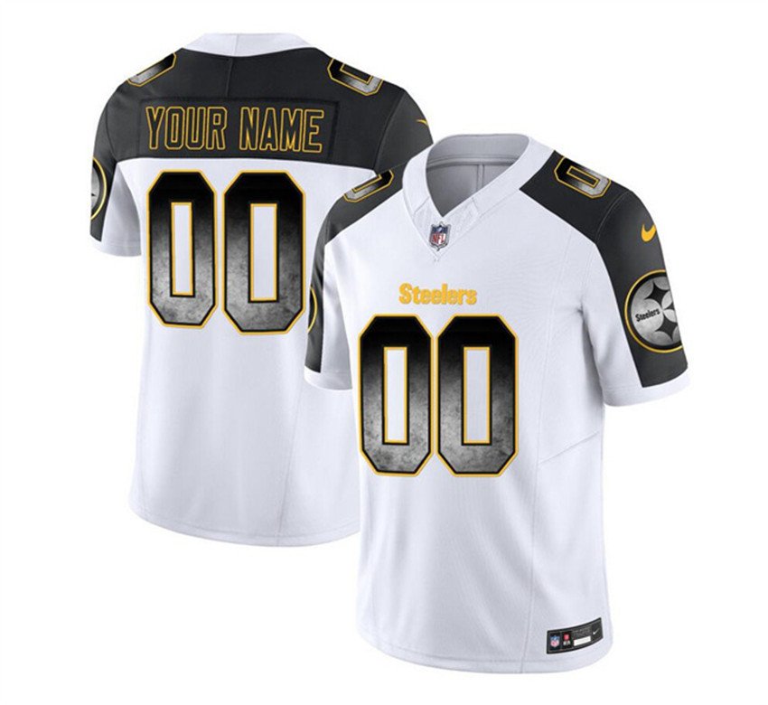 White/Black Pittsburgh Steelers Active Player Custom 2023 F.U.S.E. Smoke Vapor Untouchable Limited Stitched Jersey - PSJ323