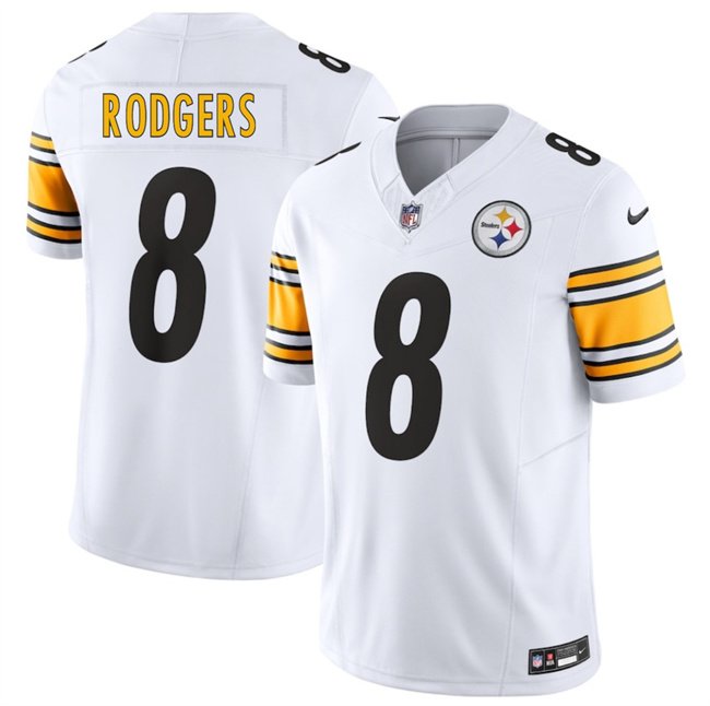 White Pittsburgh Steelers #8 Aaron Rodgers 2025 F.U.S.E. Vapor Limited Stitched Football Jersey - PSJ798