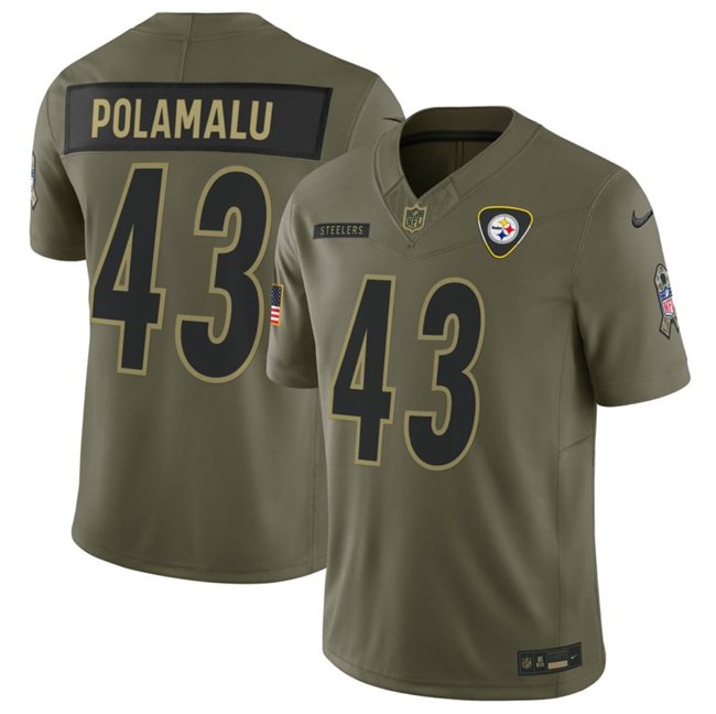Olive Pittsburgh Steelers #43 Troy Polamalu 2025 F.U.S.E. Salute to Service Limited Stitched Football Jersey - PSJ441