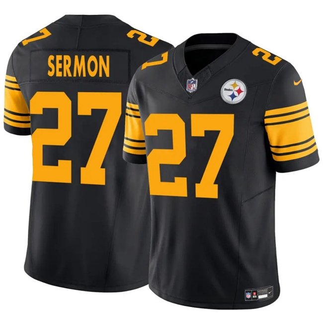 Black Pittsburgh Steelers #27 Trey Sermon 2025 F.U.S.E. Color Rush Vapor Untouchable Limited Stitched Jersey - PSJ361