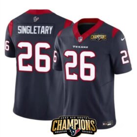 Navy Houston Texans #26 Devin Singletary 2023 F.U.S.E. AFC South Champions Patch Vapor Untouchable Limited Stitched Football Jersey - HTJ353