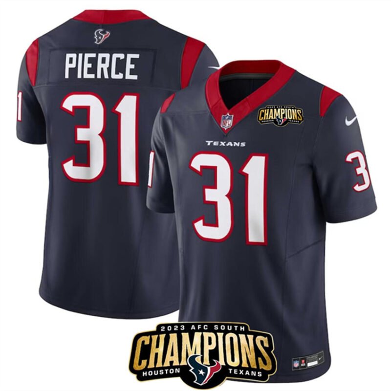 Navy Houston Texans #31 Dameon Pierce 2023 F.U.S.E. AFC South Champions Patch Vapor Untouchable Limited Stitched Football Jersey - HTJ120