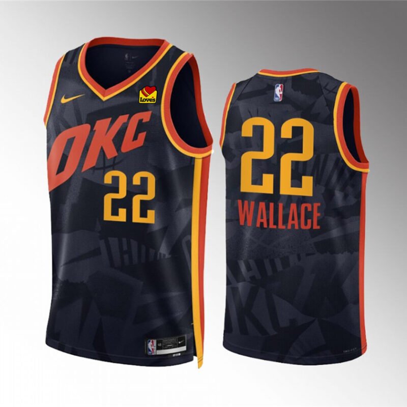 Black Oklahoma City Thunder #22 Cason Wallace 2023/24 City Edition Stitched Basketball Jersey - OKC69
