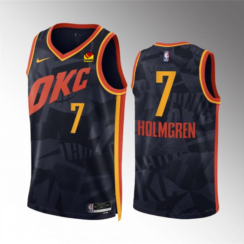 Black Oklahoma City Thunder #7 Chet Holmgren 2023/24 City Edition Stitched Basketball Jersey - OKC52