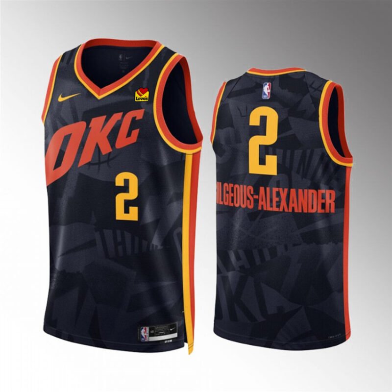 Black Oklahoma City Thunder #2 Shai Gilgeous-Alexander 2023/24 City Edition Stitched Basketball Jersey - OKC37