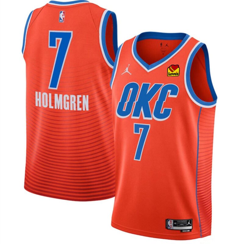 Orange Oklahoma City Thunder #7 Chet Holmgren Statement Edition Stitched Basketball Jersey - OKC40