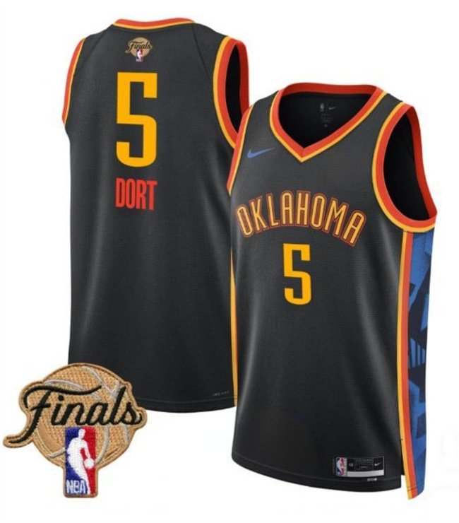 Black Oklahoma City Thunder #5 Luguentz Dort 2024/25 City Edition Stitched Basketball Jersey - OKC07