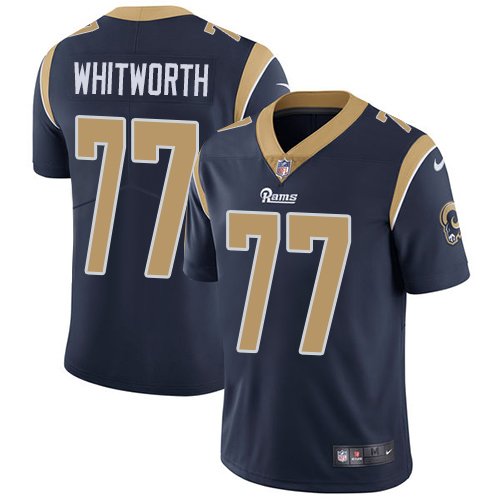 Nike Rams #77 Andrew Whitworth Navy Blue Team Color Stitched NFL Vapor Untouchable Limited Jersey - LAR126