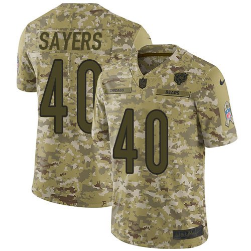 Nike Bears #40 Gale Sayers Camo Stitched NFL Limited 2018 Salute To Service Jersey - CBJ209