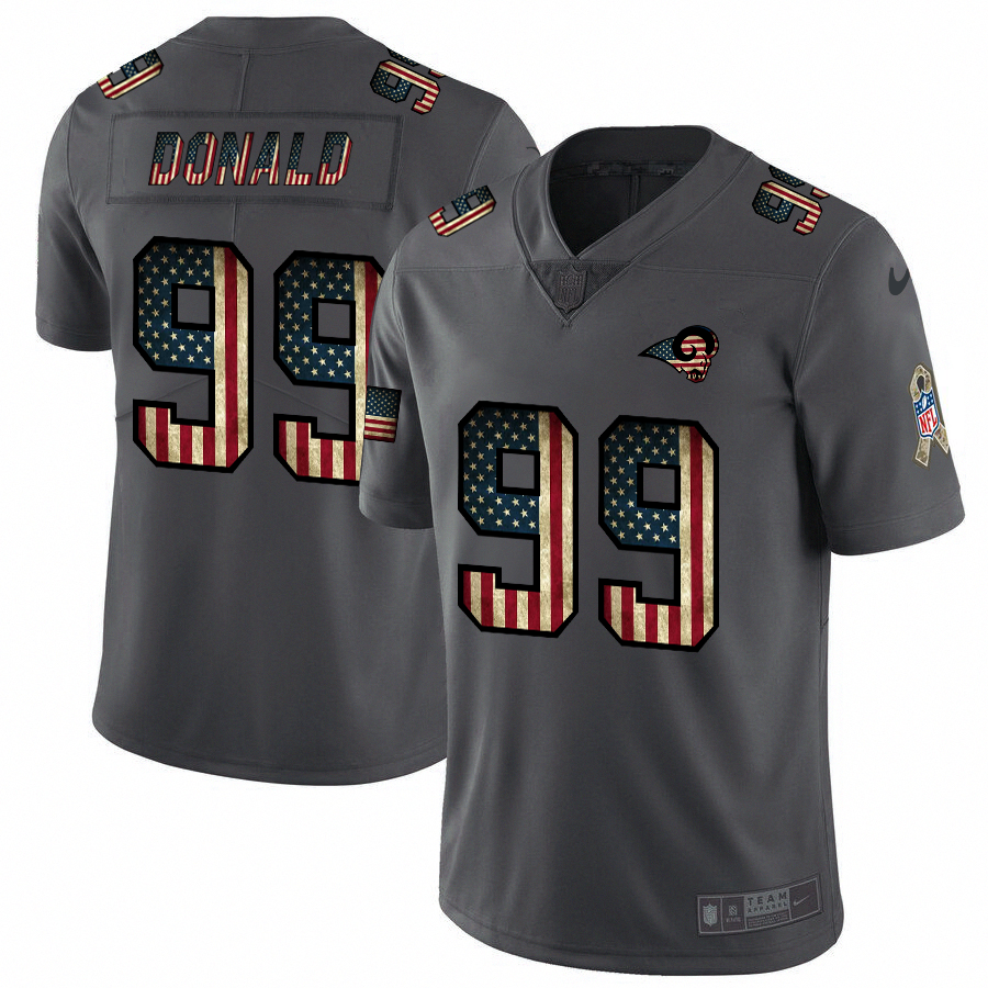 Los Angeles Rams #99 Aaron Donald Nike 2018 Salute to Service Retro USA Flag Limited NFL Jersey - LAR438