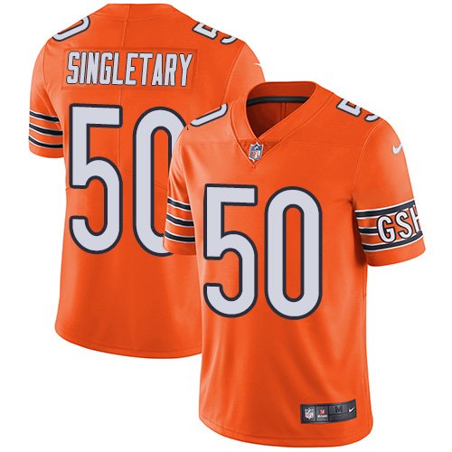 Nike Bears #50 Mike Singletary Orange Stitched NFL Limited Rush Jersey - CBJ452