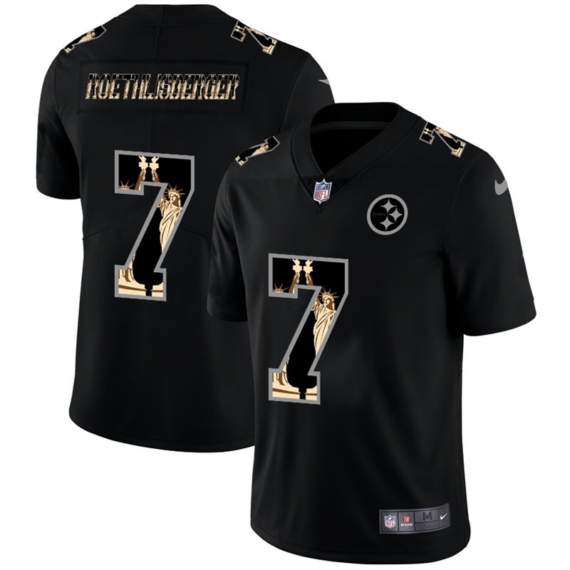 Pittsburgh Steelers #7 Ben Roethlisberger Carbon Black Vapor Statue Of Liberty Limited NFL Jersey - PSJ354