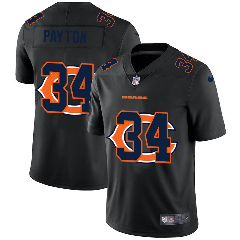 Black Chicago Bears #34 Walter Payton Shadow Logo Limited Stitched Jersey - CBJ316